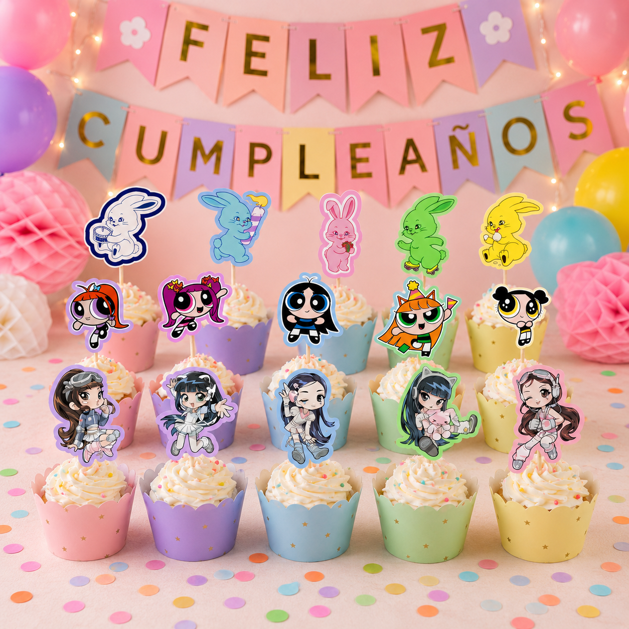 PACK 15 Toppers de NewJeans para Cumpleaños