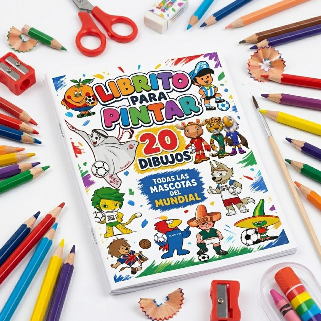 Todas las mascotas del Mundial - Librito para pintar